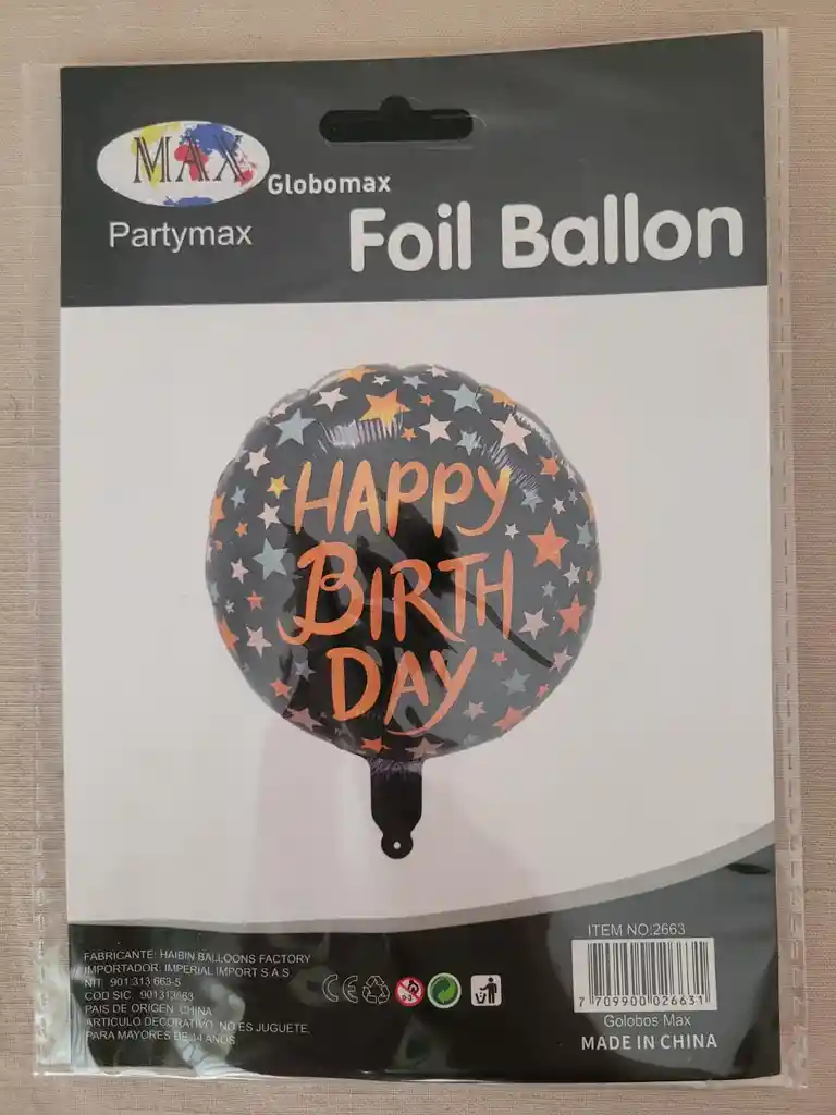 Globo Metalizado Estampado De 18" Empacado.