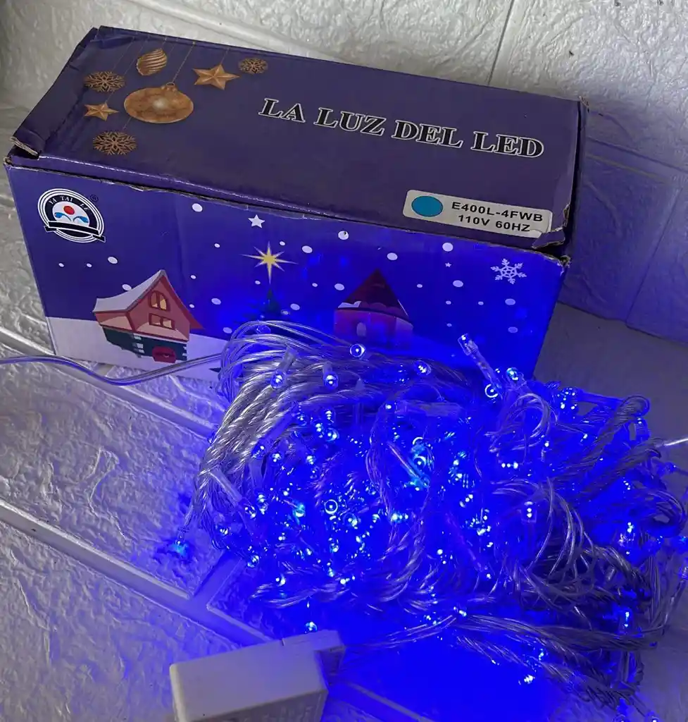 Luces De Navidad Lineal X400 Led Azul Sin Continuacion Cable Transparente