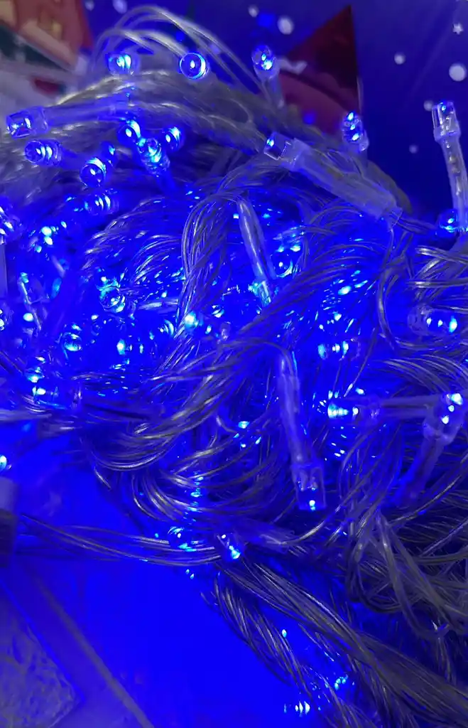 Luces De Navidad Lineal X400 Led Azul Sin Continuacion Cable Transparente