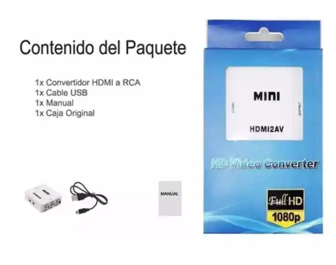 Convertidor Adaptador De Hdmi A Rca Video Version 1080p