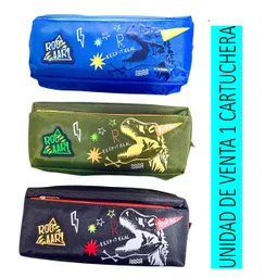 Cartuchera Para Niño 2 Bolsillos Offi Esco Motivo Dinosaurio Oe-2240