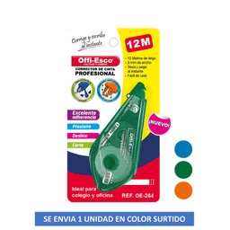 Corrector De Cinta 12 Mt X 5mm Offi Esco Oe-264 Colores Surtidos