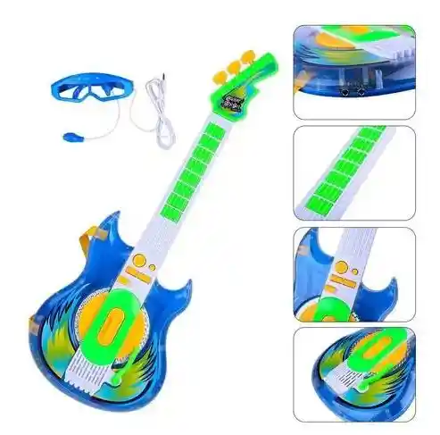 Guitarra Con Luces Incluye Microfono Y Anteojos