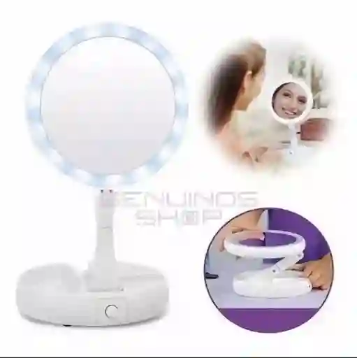Espejo Doble Plegable Con Luz Led -unidad