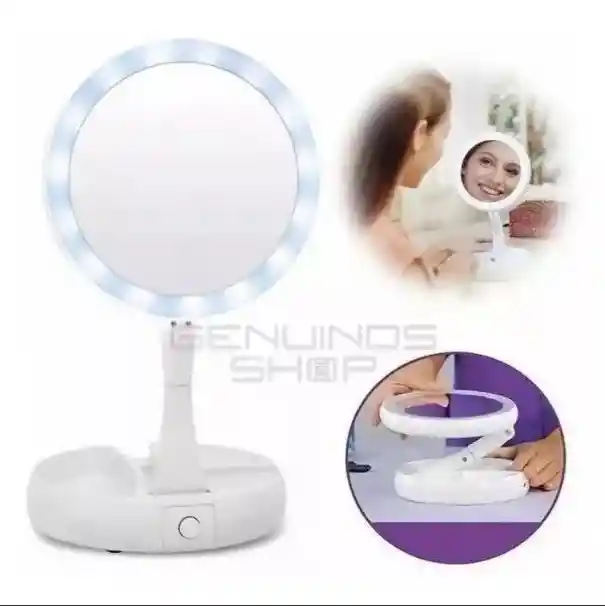 Espejo Doble Plegable Con Luz Led -unidad