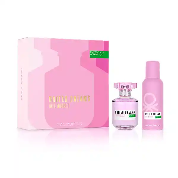 Set Perfume Mujer Benetton United Dreams Love Yourself Edt 80ml + Desodorante 150ml