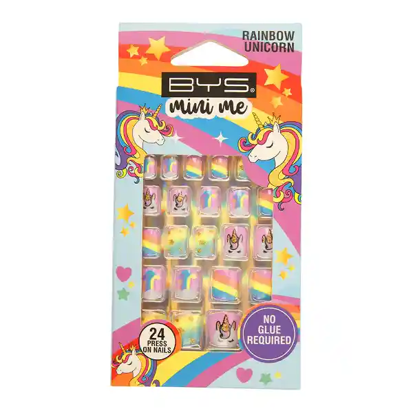 Uñas Postizas Decoradas Para Niñas Bys Mini Me Press On Nails Rainbow Unicorn