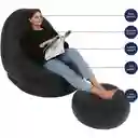 Sofa Sillon Inflable Con Posapies Portatil + Bomba Inflador Negro