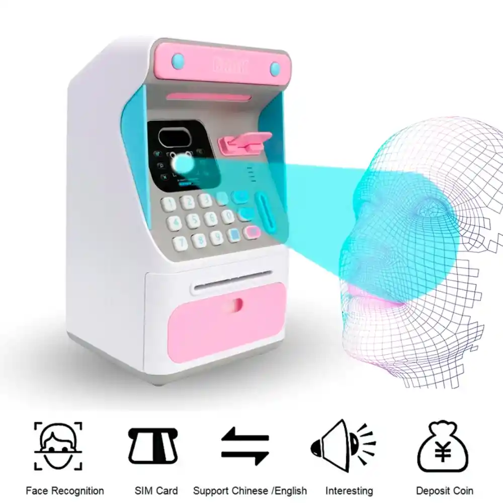 Alcancía Electronica Reconocimiento Facial Máquina De Cajero Automatico Banco De Ahorro Electrónico Juguete Para Niños