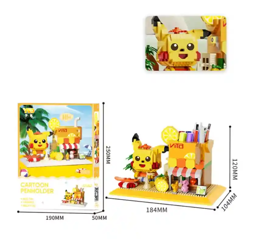 Mini Bloques Porta Lápiz Nano Fichas Pikachu