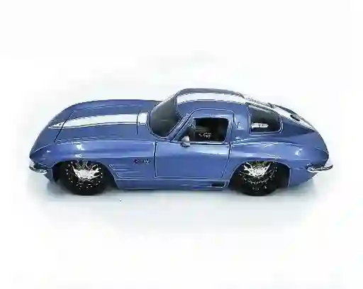 Carro Coleccionable Chevy Corvette Sting Ray Coupe 1963 Azul Modelo Coche Juguete Fiesta Regalos, Colección