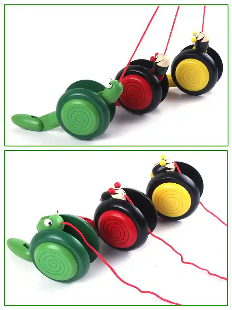 💫divertido Juguete De Madera Con Forma De Caracol Para Arrastrar🐌