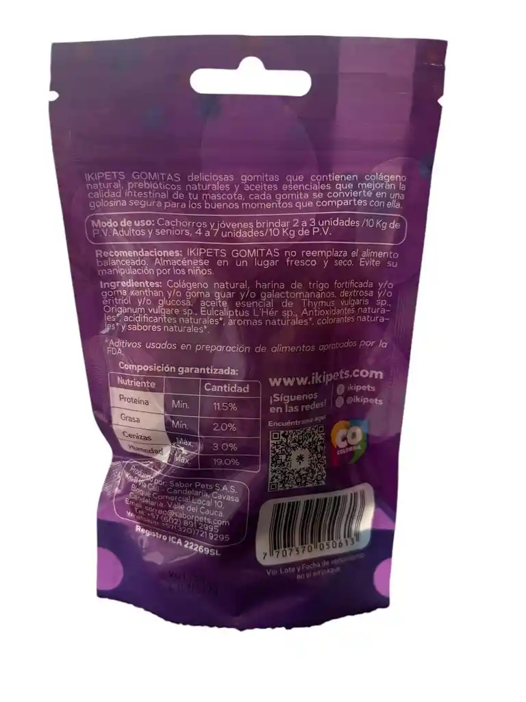 Snack Gomitas Para Mascotas Iki Pets 75 Gr