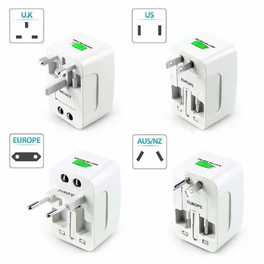 Adapatador De Energia Internacional Para Viajes Con 2 Puertos Usb