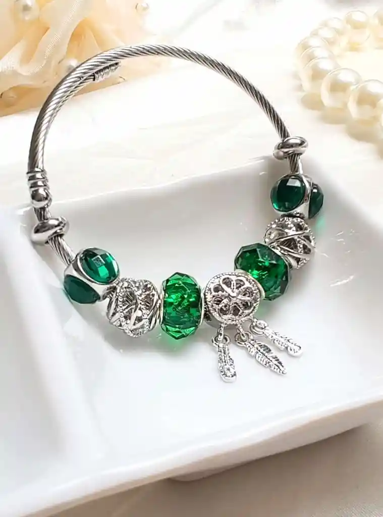 Pulsera Tipo Pandora Esmeralda