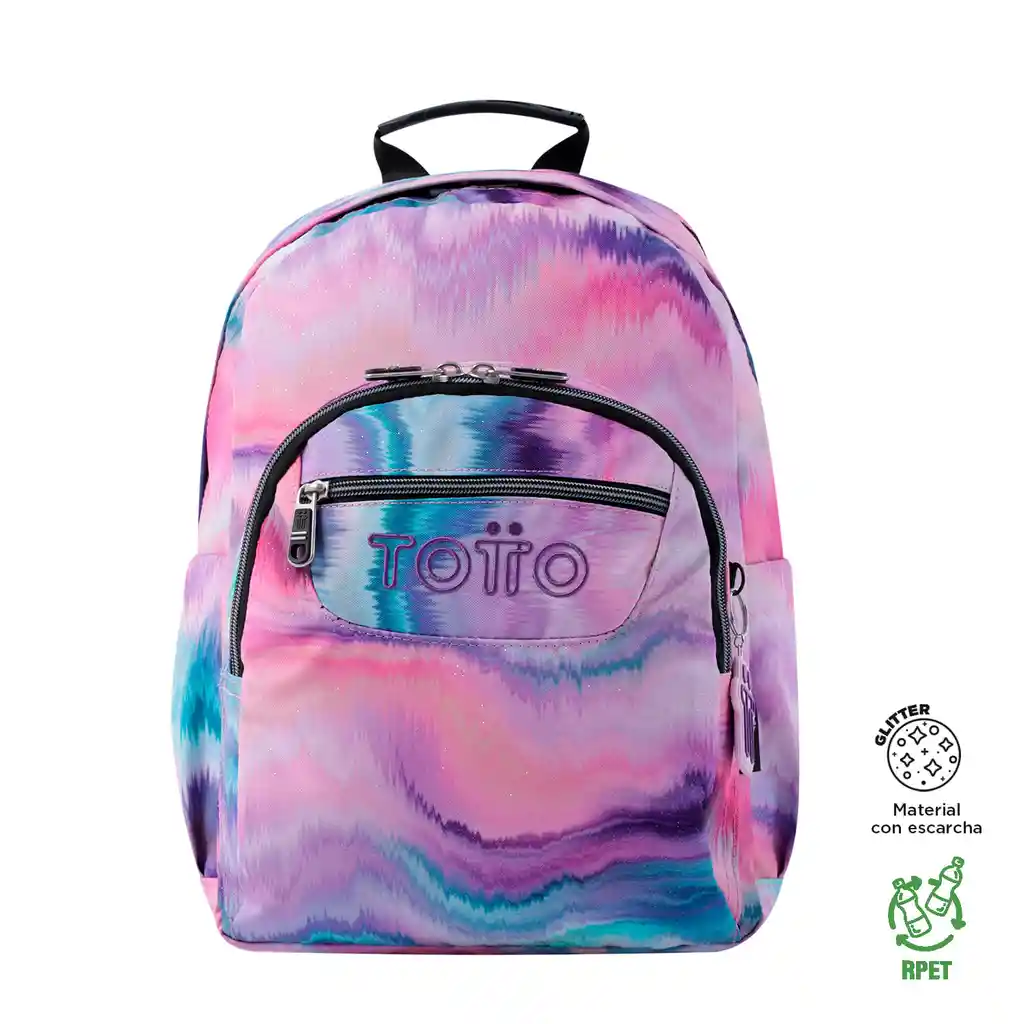 Morral Para Mujer Juvenil Porta Pc 13" Gommas Glitter Rosado