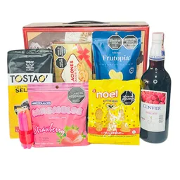 Ancheta Navideña, Regalo Especial Dulces Sueños Navideños Con Vino - Regalo De Aguinaldos - Feliz Año Nuevo - Ancheta De Navidad - Ref 42