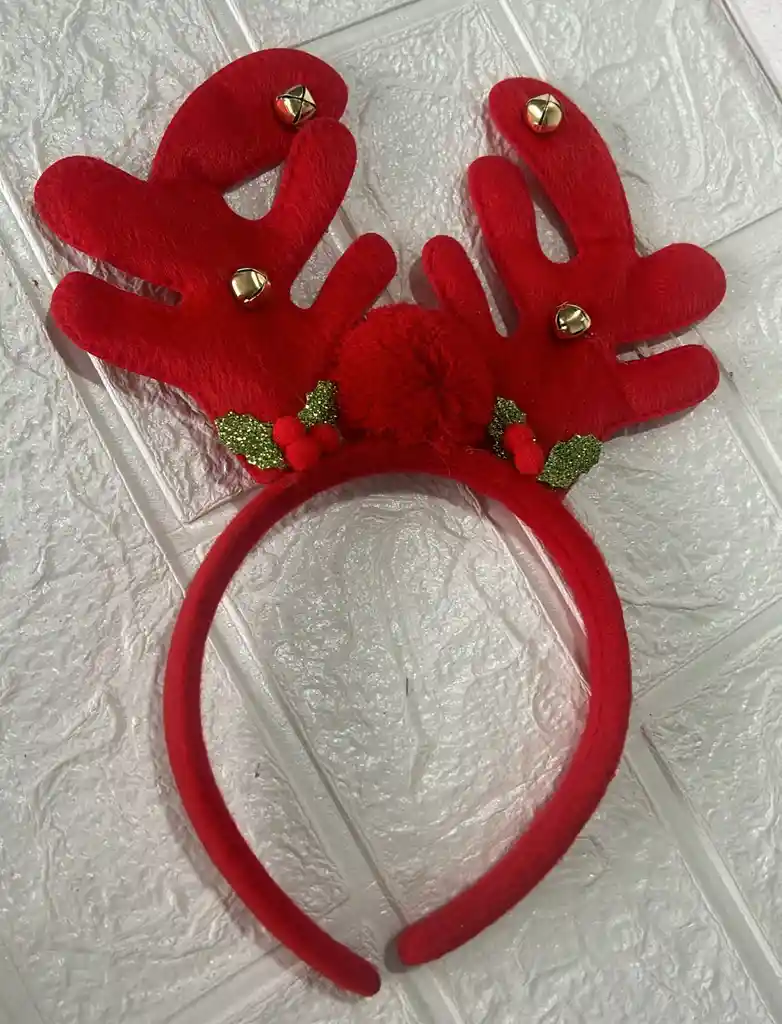 Diadema Navidad Reno / Cachos Rojo Con Cascabeles