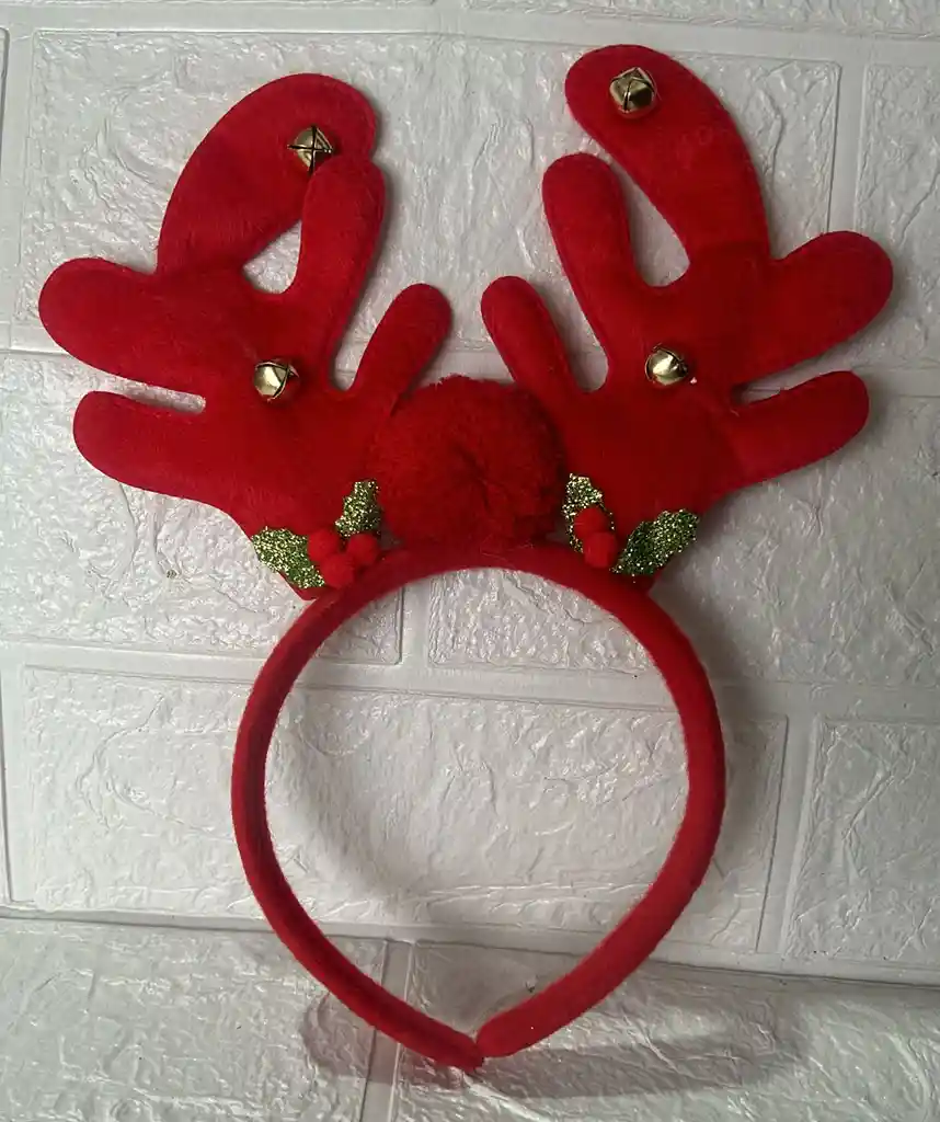 Diadema Navidad Reno / Cachos Rojo Con Cascabeles