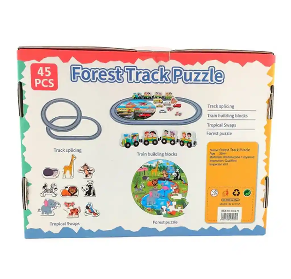 Juego Madera Montesori Rompecabeza Tren Animales Puzzle