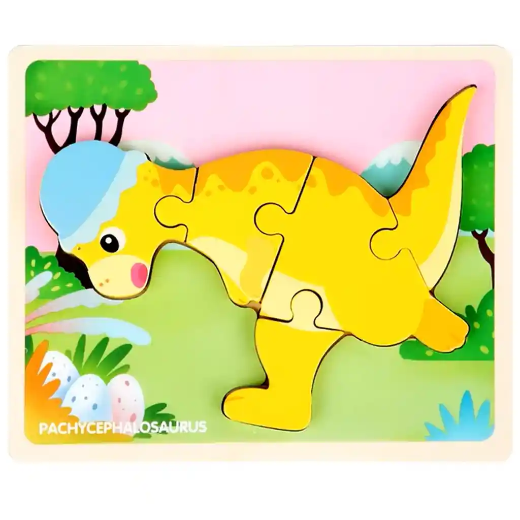 Rompecabezas Madera Dinosaurio Juego Didactico Aprendizaje