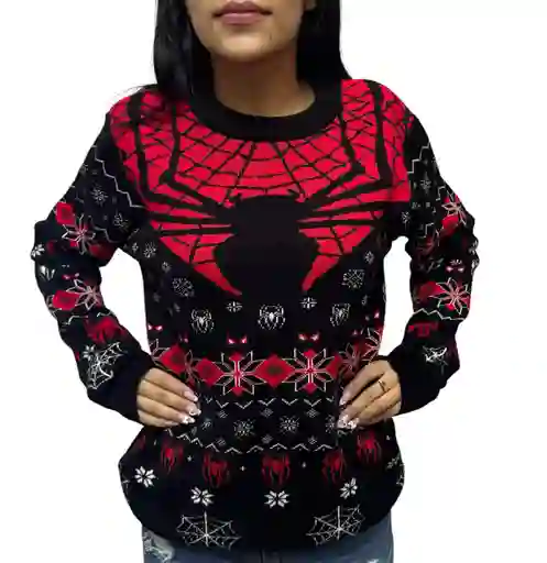 Saco Negro Talla S Spider Man Navideño Lana Tejido Navidad