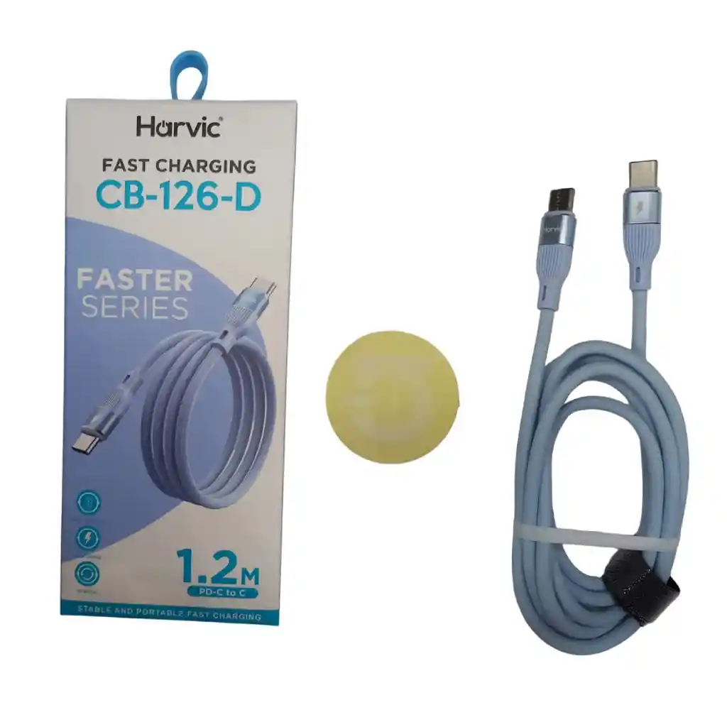 Cable Tipo C A Tipo C Harvic Azul Fast Charge