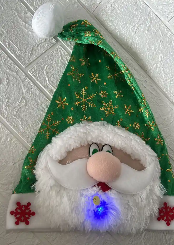 Gorro Navidad Verde Papa Noel Con Luces (( Talla Unica ))