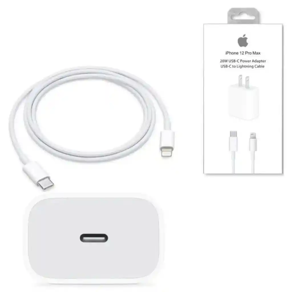 Cargador Iphone Tipo C 20w + Cable Tipo C Lightning