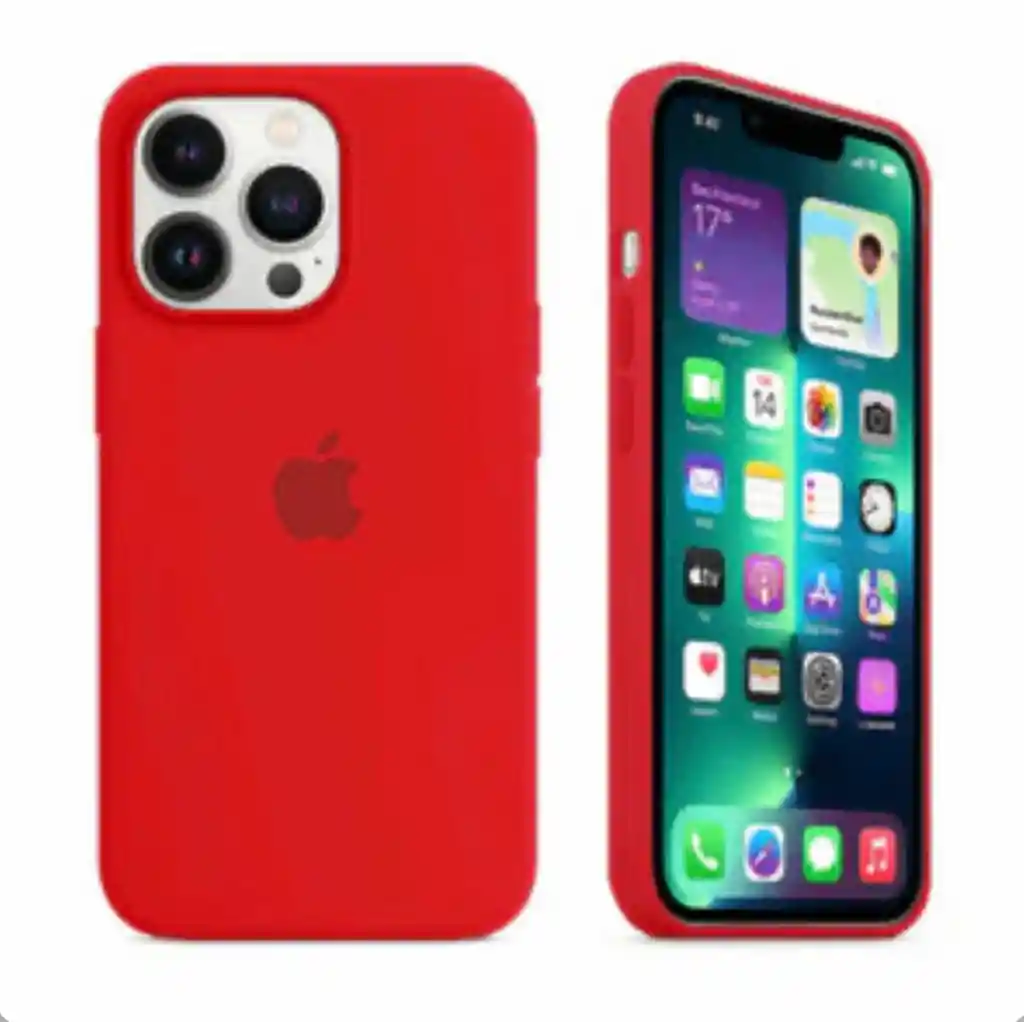 Case Silicon Color Rojo Para Iphone 14 Pro Max