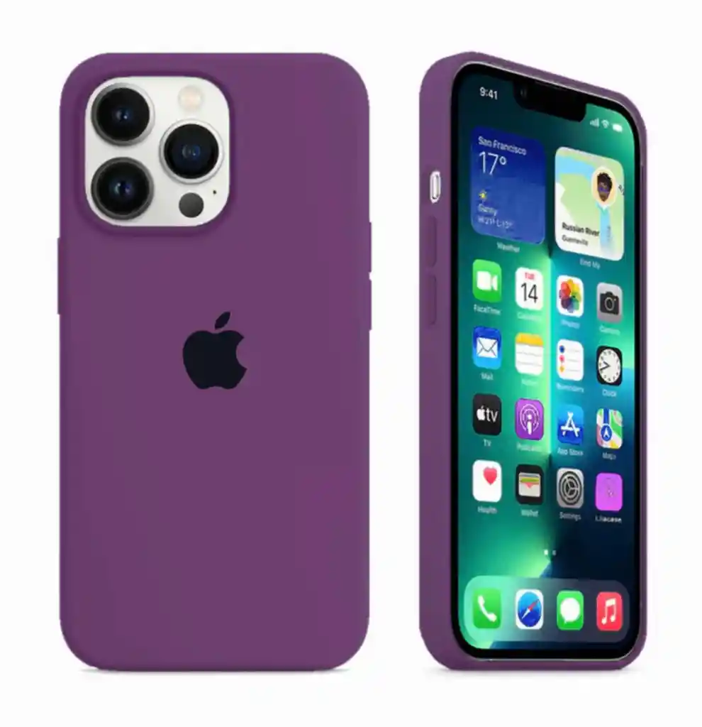 Case Silicon Color Morado Uva Para Iphone 14 Pro Max