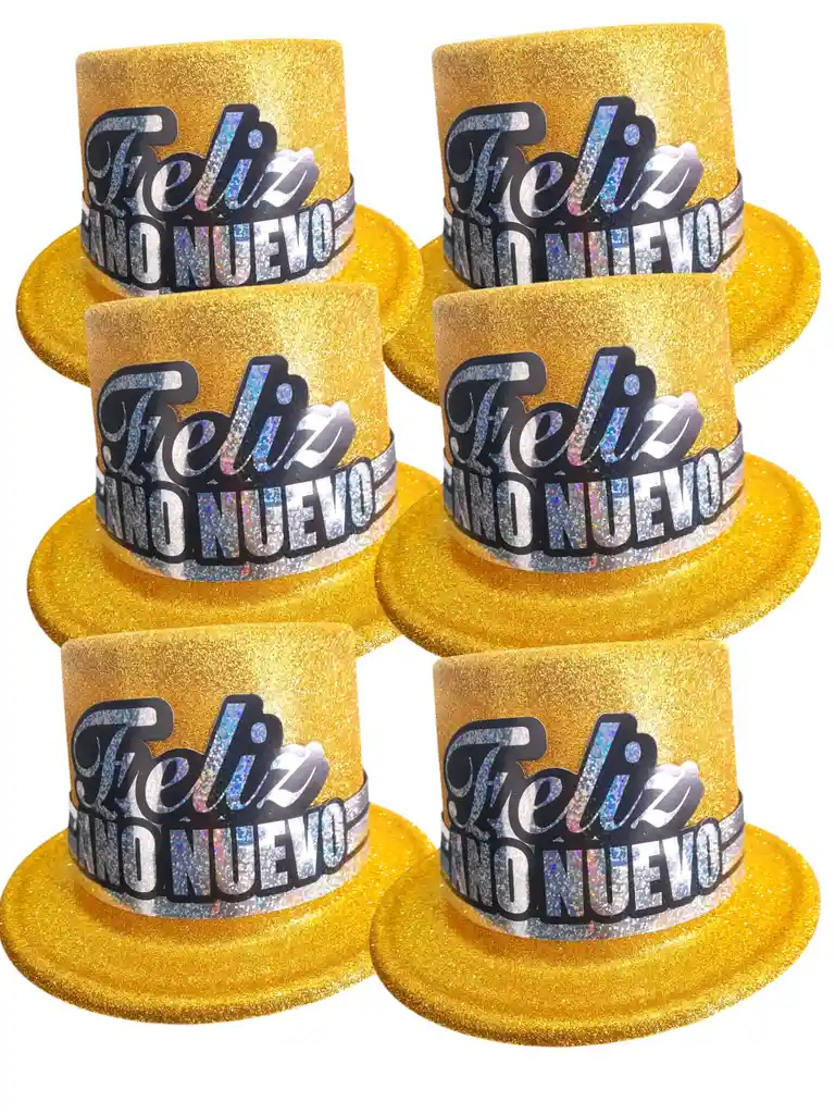 Sombreros Para Fiesta De Feliz Año Nuevo Color Dorado X6 Und