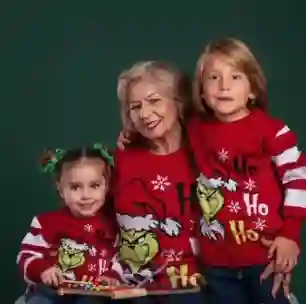 Saco Rojo Talla M Grinch Ho Ho Ho Navideño Lana Tejido Navidad