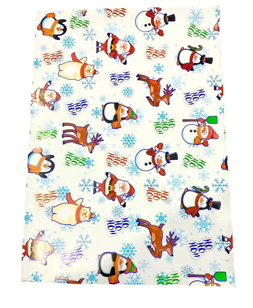 Papel De Regalo Navidad Fondo Blanco X 5 Pliegos