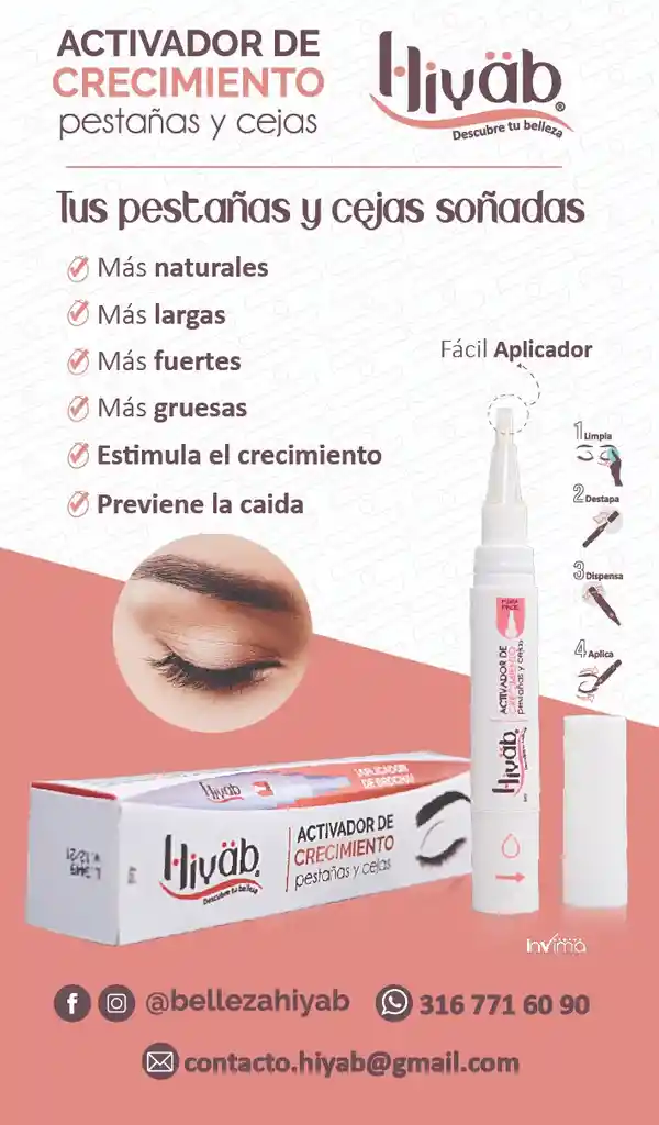 Activador De Crecimiento Pestañas Y Cejas Hiyab