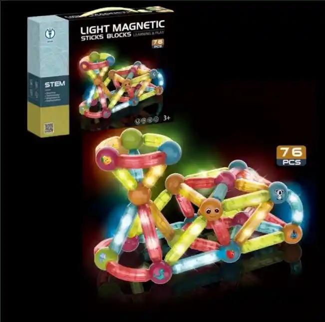 Juego De Bloques Magneticos Con Luces X 76 Pcs