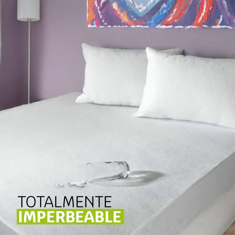 Protector Colchón Impermeable Blanco Cama Semidoble 120x190cm