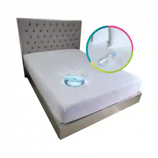 Protector Colchón Impermeable Blanco Cama Semidoble 120x190cm