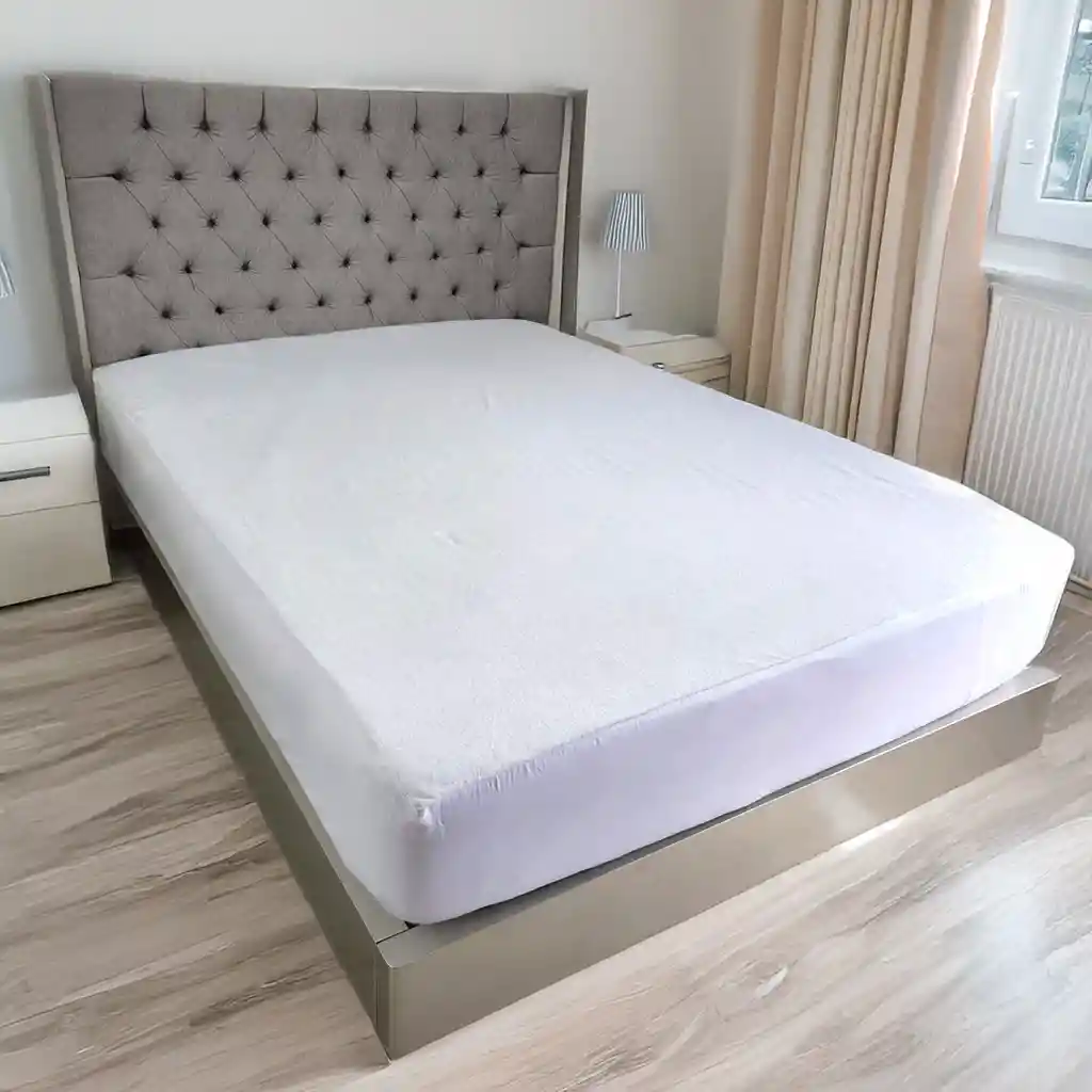 Protector Colchón Impermeable Blanco Cama Semidoble 120x190cm