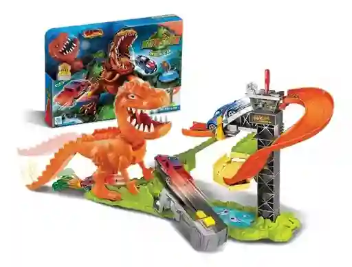 Pista De Carros Dinosaurio T-rex Gratis Un Hotwheels