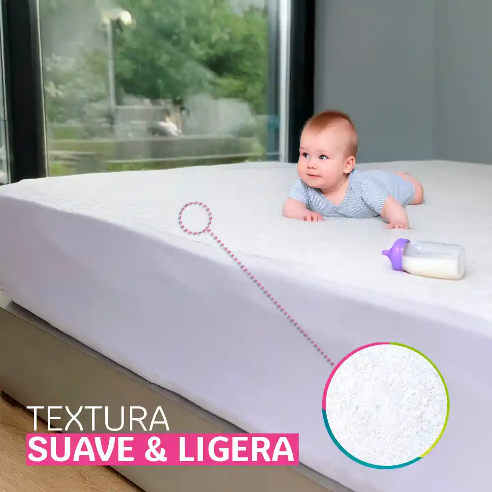 Protector Colchón Impermeable Blanco Cama Doble 140x190cm
