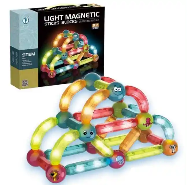 Juego De Bloques Magneticos Con Luces X 52 Pcs