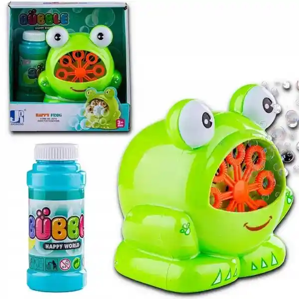 Rana Burbujas Automática Juguete Niños + Liquido Burbujas