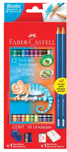 Colores Faber Castell Doble Punta 12 Lapices 24 Colores