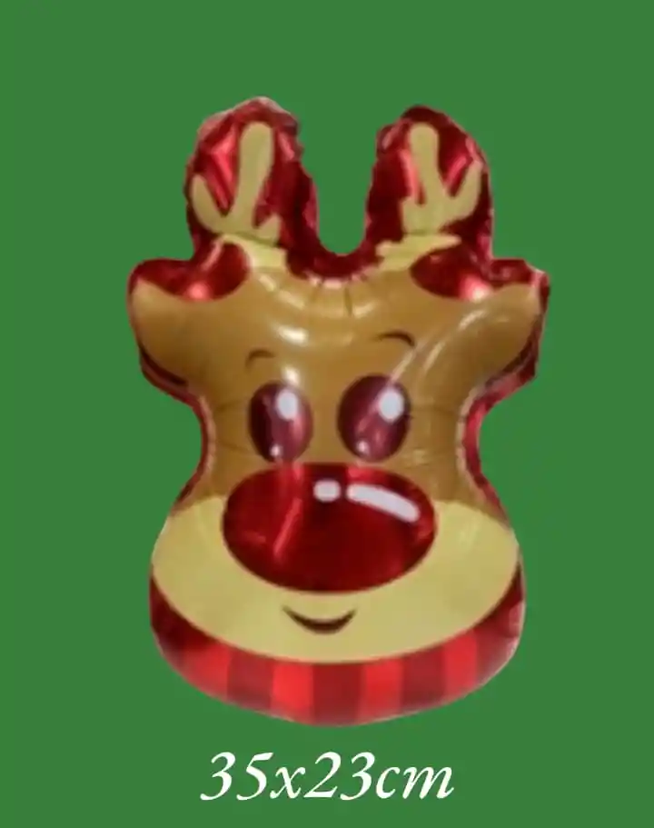 Metalizado Carita De Reno Navidad (x1 Unidad Mediano)