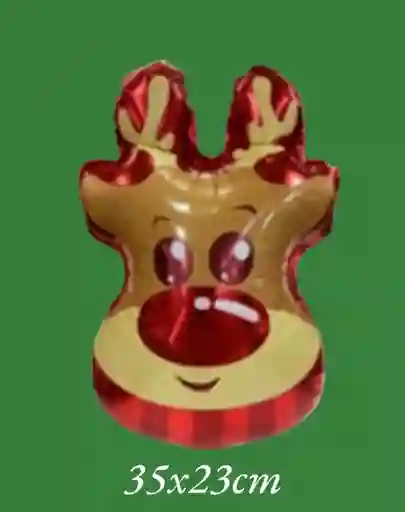 Globo Metalizado Carita De Reno Navidad (x1 Unidad Mediano)