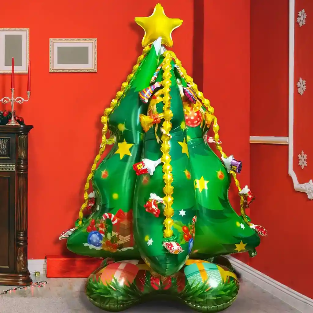 Navidad Globo Metalizado Extragrande Con Base Árbol De Navidad