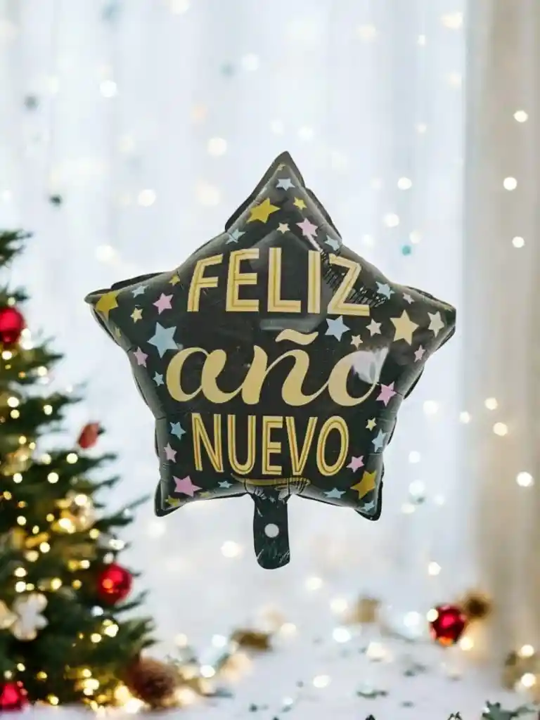 Globo Metalizado Happy Estrella Feliz Año Nuevo