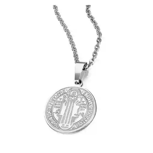 Collar Cadena Dije San Benito Para Mujer Hombre En Acero