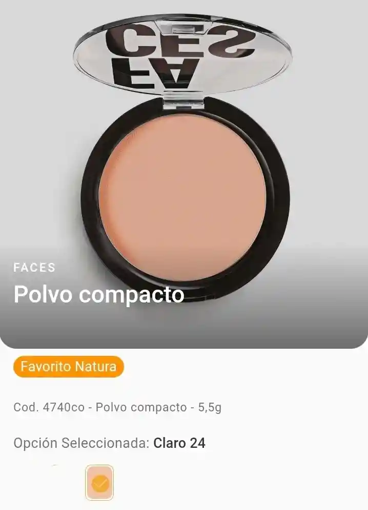 Natura - Polvo Compacto Faces - Color Claro 24